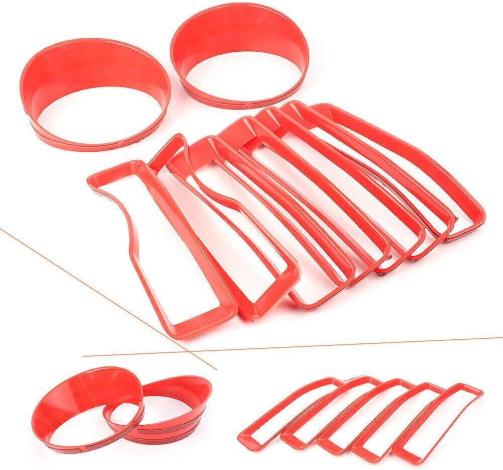 Red Auto Front Grill Insert Headlight Bezel Trim Covers Fit for Jeep for Wrangler JL