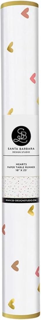 Santa Barbara Design Studio Disposable Paper Table-Runner Dinner Party Table Cover Roll, 25' L x 18" W, Hearts