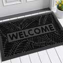 Smiry Welcome Mat Indoor Outdoor, All-Season Waterproof Front Door Mat, Sturdy Natural Rubber Doormat, Non-Slip, Easy Clean, Low Profile Dirt Trapper for Porch Patio Entrance, 29.5x17, Black