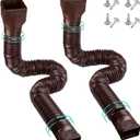 2 Pack Rain Gutter Downspout Extensions Flexible,Downspout Extender Diverter Extendable from 21" to 58". Drain Pipe Connector Extendable for Most Residential Downspouts (Brown)