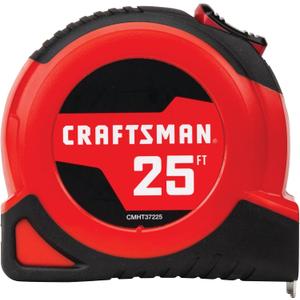 CRAFTSMAN 25-Ft Tape Measure with Fraction Markings, Retractable, Self-Locking Blade (CMHT37225)