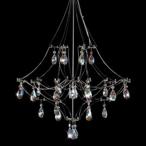 Crystal Chandelier 23.6 inch Sliver Round Ceiling Light Fixture, Modern Luxury Raindrop Chandeliers for Dining Room Living Room Entryway Foyer Bedroom Kitchen Island
