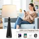 Seealle Modern Table Lamps Set of 2 - Touch Bedside Lamp for Nightstand with Dual USB C+A,3-Way Dimmable Black Nightstand Lamps for Living Room Bedroom End Table(Bulb Included)