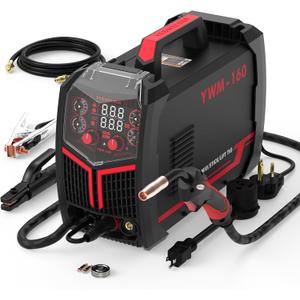YESWELDER Gas Gasless 160A Multiprocess MIG Welder, Flux Core/MIG/Lift TIG/Stick ARC Welder 4 in 1 Welding Machine, Synergic Control 110V/220V Dual Voltage