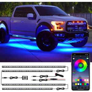 LED Underglow Kit - Multi Color, Waterproof, APP Control, Music Mode, Exterior Lights for Cars, SUVs, Trucks - DC 12V