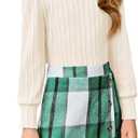 Haloumoning Girls Skirt Sets Fall Outfits Jacquard Long Sleeve Tops Plaid Skirts Shorts 2 Piece Clothing Set, 130cm