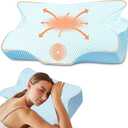 Anvo Cervical Pillow for Neck Pain Relief, Neck Pillows for Pain Relief Sleeping, Memory Foam Firm for Back and Shoulder Pain, Ergonomic Design for Side Back Stomach Sleeper, Queen Size Blue