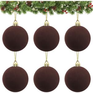 2 x Velvet Ball Ornaments Christmas Balls Brown 6 PCS 2.36-Inch Xmas Tree Ball Ornaments for Party Christmas Tree Decor Baby Shower First Xmas Decorations