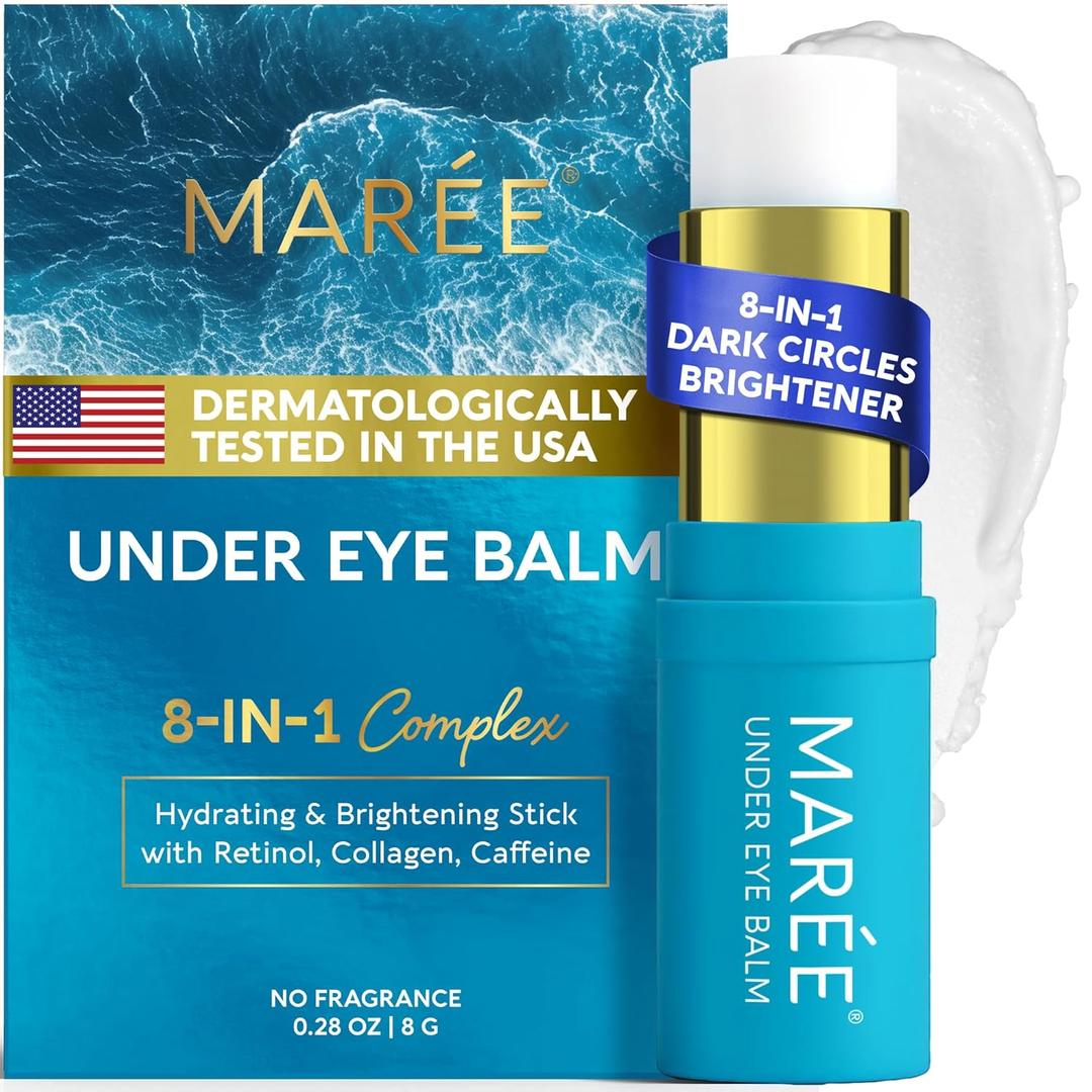 MAREE Under Eye Balm Stick Hydrating  Retinol Caffeine Under Eye Brightener Stick for Older Women  Collagen Undereye Cream for Dark Circles & Wrinkles  Skin Care Treatment Moisturizer (0.28 Ounce (Pack of 1), Blue)