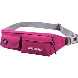 WATERFLY Fanny Pack Slim Soft Polyester Water Resistant Waist Bag Pack for Man Women Carrying iPhone 8 Samsung S6 (Rose Red)