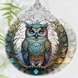 Christmas Ornament, 2025 Ornaments for Christmas Tree, Stained Glass Hanging Ornament, Holiday Ornaments, Unique Gift Idea - Owl