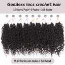 Vemet Goddess Locs Crochet Hair,8 Inch 9 Packs Faux Locs Synthetic Crochet Hair for Black Women, Boho Style Pre looped crochet with Curly Ends