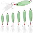 3 x Casting Fishing Spoons Lures Saltwater Jigging Spoons Fishing Tackle Bait with Treble Hooks Hard Metal Spoon Lures for Salmon Bass (10g)