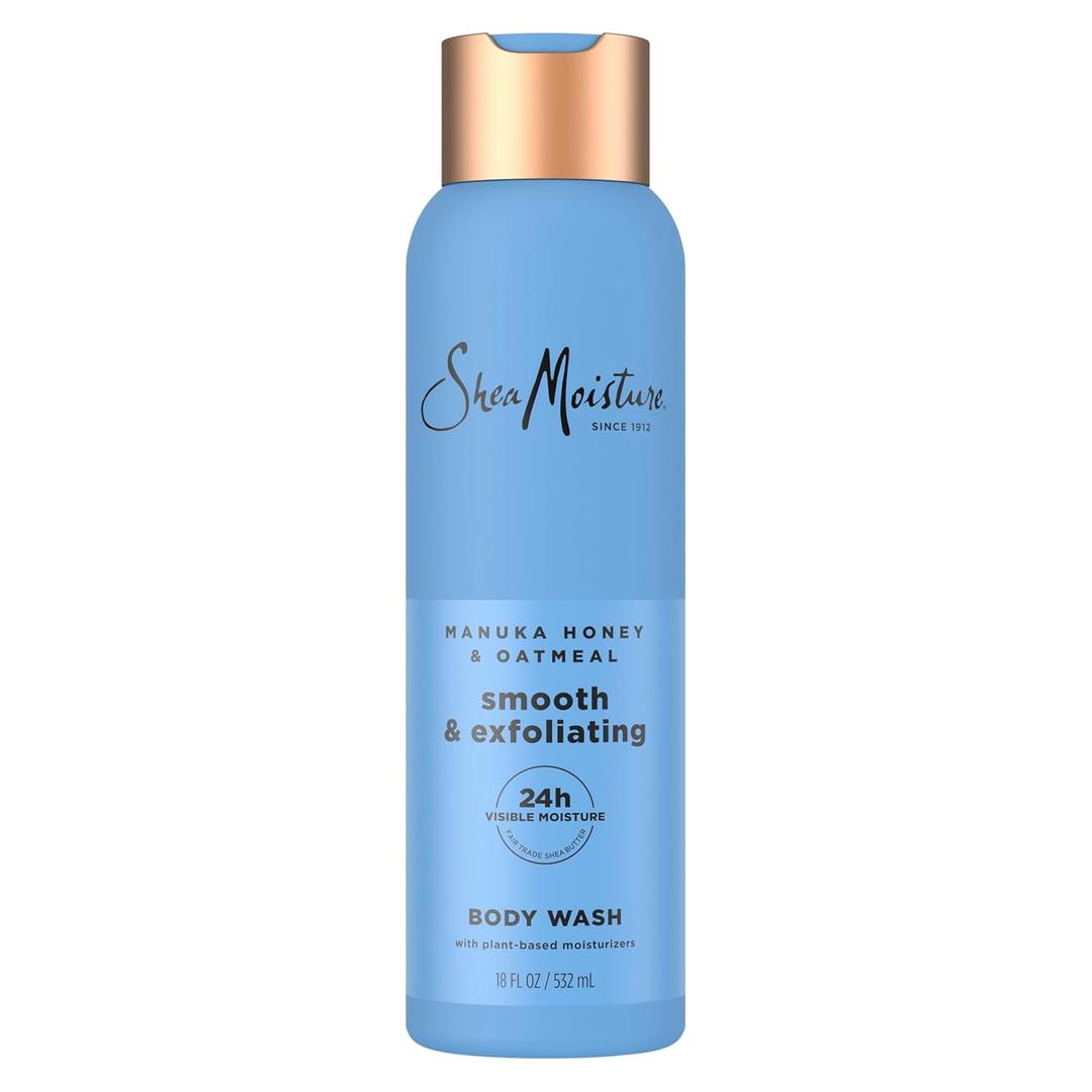 SheaMoisture Manuka Honey Oatmeal Body Wash Smooth & Exfoliating Smooth and Exfoliating body wash for 24H Visible Moisture for Healthy, Glowing Skin 18 oz