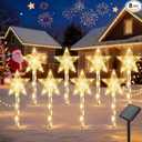 Solar Lights Outdoor Christmas Decorations: 8 Pack 64 Warm White LED Star Pathway Lights  2025 Upgrade Outside Solar Christmas Decorations with 8 Modes for Yard Garden Porch Lawn Decor