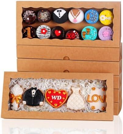 SLShePack 15PCS 12x5x1.5Inch White Bakery Boxes with Window Cookies Boxes Chocolate Truffle Boxes Macaron Boxes Cakesickle Boxes Browines Treat Boxes for Christmas Valentine's Easter Mother's Day