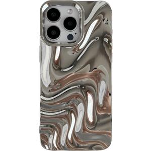 Caseative for iPhone 16 Pro Max Case,Water Ripple Pattern Wave Phone Case (Silver)