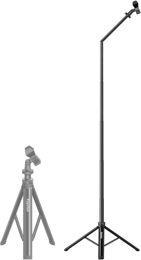 Koyvton Mic Stand, Portable Aluminum Microphone Stand Floor with Easy Lock & Quick Adjustable, Professional Tripod with Mic Clip for Studio Stage Singing for Ikarao, Shure, Rode, Blue Yeti, Samson
