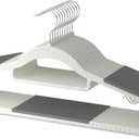 20 Pack Heavy Duty Plastic Hangers, Non Slip Clothes Hangers with Rubber Pads and 360 Hook - Thin Space Saving Hanger, Closet Organizer for Shirt, Pants, Suit, Skirt,Coat - Gray