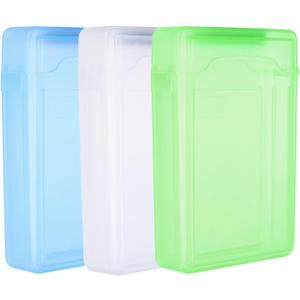 PATIKIL 6.5" x 4.5" Hard Drive Disk Case, 1Set Plastic Hard Disk Storage Box Portable Anti-Static Case for 3.5" External SSD HDD, White/Green/Blue