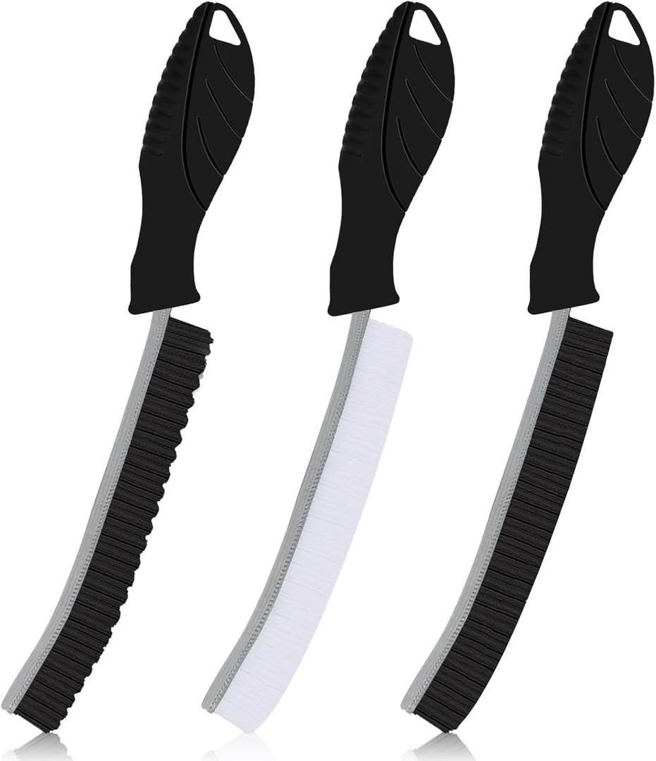 2 x Hard Bristle Crevice Cleaning Brushes for Household Use - 2025 New Thin Scrub Brush Set, Small Cleaning Tool for Narrow Spaces, Kitchen,Toilet, Bathroom,Window, Faucets, Car Gaps (Model 1)