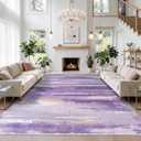 Large Area Rugs 9x12 Living Room: Modern Abstract Rugs with Non-Slip Rubber Backing for Bedroom Dining Room, Machine Washable Rug for Dorm Kids Girls Room Home Decor Aesthetic, Purple