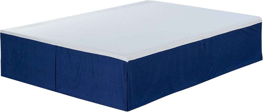 Chezmoi Collection Basic Solid Pleated Bed Skirt, 15" Drop (King, Navy)
