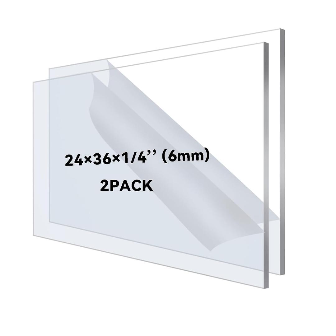 2PACK Plexiglass Sheets 24361/4 Inch Thick Clear Acrylic Sheets Plastic Sheets Panels for DIY Projects, Art, Display Use