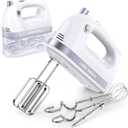 Lord Eagle Hand Mixer Electric 400W, 5 Speed handheld Mixer, 5 Stainless Steel Accessories for Baking Cake Egg Cream Food Beater, Turbo Boost/Self-Control Speed + Eject Button (General, White)
