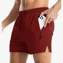 Aolesy Men's Gym Shorts Linerless & Liner - 5" Quick Dry Workout Running Shorts with Zip Pockets Sports Athletic Shorts Red L