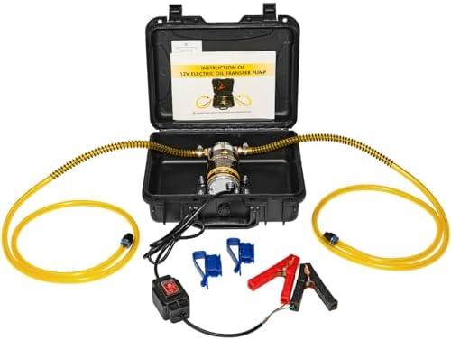FACFUEL Electric Oil Extractor Pump 12/24V 100W, High Flow Oil Change Pump with Anti-Kink Hose, Transmission Fluid Transfer Pump for Automotive, Marine, Boats, Jet Ski, Lawn Mowers, DIY Oil Transfer