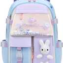 VIDOSCLA Bunny Girls Backpack for School Kawaii Kids Book bags Cute Sequin School Bag for Girls