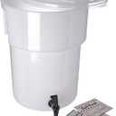 Carlisle FoodService Products Round Beverage Dispenser Drink Dispenser with Spigot for Catering, Plastic, 5 Gallons, White