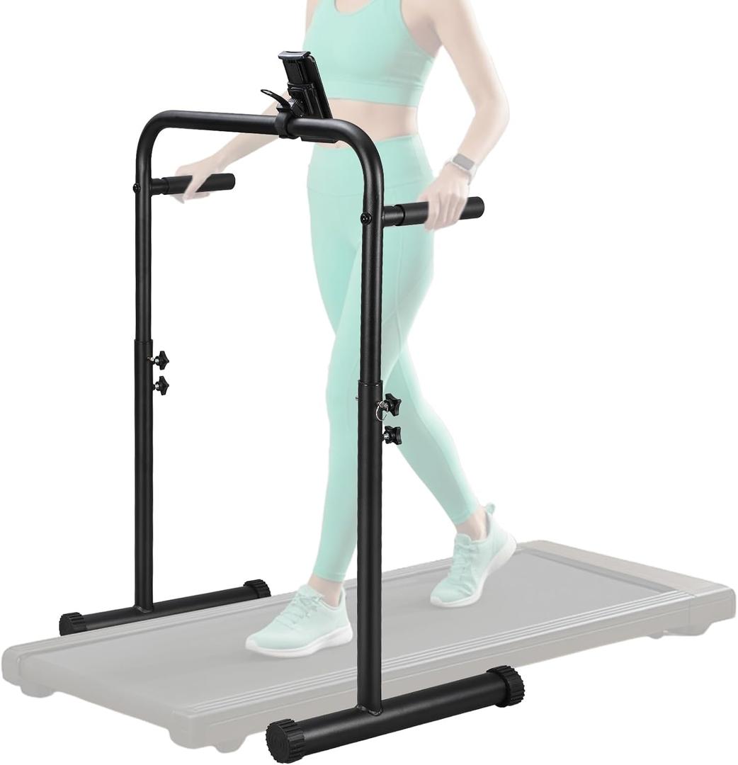 Leinuosen 24.4 Inch Walking Pad Handle Bar Attachment Only with Phone Holder Stainless Steel Adjustable Treadmill Handrail Handlebar Increase Height from 38.58 to 47.24 Inch, Walking Pad Accessories