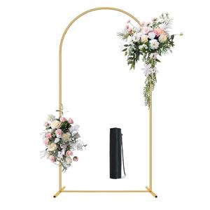 6.6FT Metal Wedding Arch Stand Gold Square Arched Backdrop Frame for Party Ceremony Valentines Day Birthday Bridal Baby Shower Garden Floral Balloon Arch Decoration