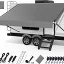 RV Awning Fabric Replacement, Upgraded 19oz Heavy Duty Material with Awning Tie Down Kits & 7 Hooks, Outdoor Vinyl Canopy for Trailer and Motorhome Awning- 11'(Fabric 10'2"), Gray