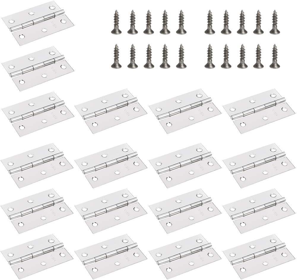 FOCCTS 18 Pack Folding Door Hinges, 2 x 3 inch Stainless Steel Square Butt Hinges for Home Furniture Hardware Closet Door with Enough Screw