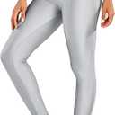 Sghenr Women's High Waisted Yoga Pants Tummy Control Shiny Sports Tights Workout Leggings (Large, Black)