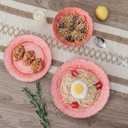 12-Piece Farmhouse Melamine Dinnerware Set, Elegant Unbreakable plates and bowls sets, BPA Free Dinner Dishes serving Set, Service for 4, Perfect for Indoor/Outdoor Dining, Peach pink Red