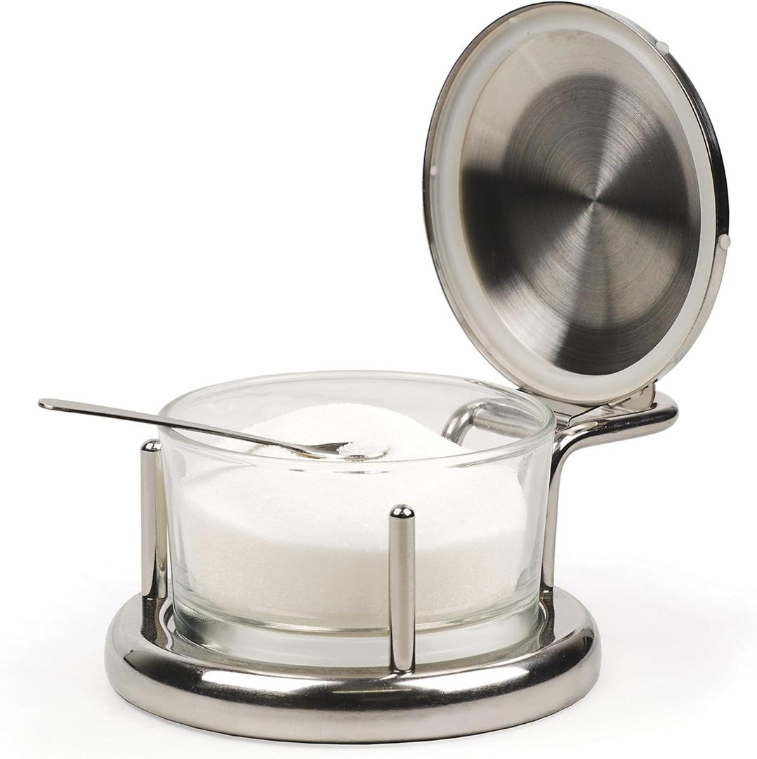 RSVP Stainless Steel Endurance Salt Server with Spoon (6 x 4.25 x 2.5")