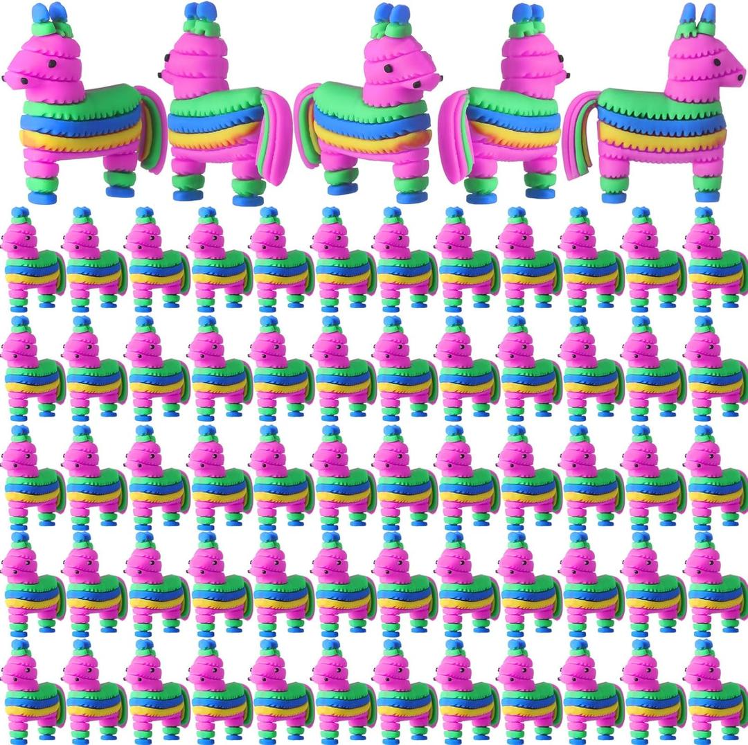 Weysat 50 Pcs Mini Donkey piatas Figurines Small Rainbow Piata Figures to Hide and Seek Little Cinco De Mayo Fiestas Statues for Mexican Party Gifts Fiesta Theme Birthday Supplies Piata Stuffers