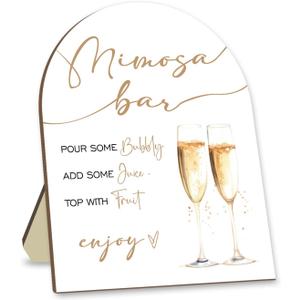 2 x Mimosa Bar Wooden Sign with Stand, Minimalism Decor Wedding Welcome Sign, Bridal Shower Sign, Bar Decoration Supplies, Wedding Shower Supplies, Party Supplies