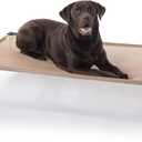 K&H Pet Products Outdoor Elevated Dog Cot, Cooling Raised Bed with Waterproof Breathable Mesh for Large Dogs, Portable Place Bed with Heavy-Duty Metal Frame, Big Hammock Style - Large Tan (Large 42"L x 30"W, Tan All Season Mesh)