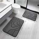 YIHOUSE Memory Foam Bathroom Rugs Sets 2 Piece - Extra Thick Ultra Soft Absorbent Bath Mat Set, Non-Slip Machine Washable Bath Rugs for Bathroom, Tub & Shower, Home Decor (32"x20"+24"x17", Dark Grey)