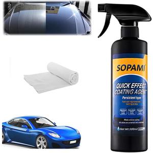 Sopami Car Coating Spray - Quick Effect Coating Agent, Hydrophobic Wax Polish, Scratch Repair & Waterless Wash, Oil Film Emulsion Glass Cleaner, Long-Lasting Shine (1Pcs)