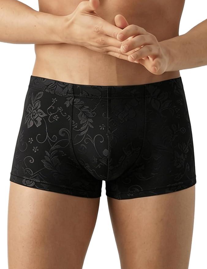Nolrahiur Mens Lace Underwear Sexy Boxer Briefs Mesh Pants Soft Bikini Breathable Cheeky underpants Bulge Pouch for Men Black XL