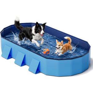 Raxurt Foldable Dog Pool, 72'' Large Dog Pool for Large Dogs with Reinforced Sidewalls for Stability, Portable Pet Bath Tub for Indoor Outdoor Backyard Use