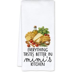 Mimi Gifts Kitchen Towels, Mother's Day Birthday Gifts for Grandma Dish Tea Towels, Everything Tastes Better in Mimi's Kitchen Decorative Hand Towel, 16x24 Inch