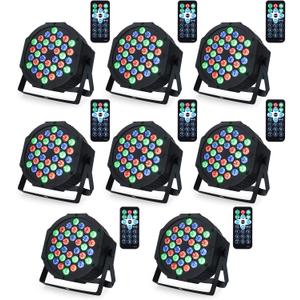 Dj Lights, 8 Pack 36 LED Par Lights Stage Lights with Sound Activated Remote Control & DMX Control, Stage Lighting Uplights for Wedding Club Music Show Christmas Holiday Party Lighting