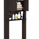 Furinno Indo Black Over The Toilet Storage with Double Doors, Bathroom Storage Cabinet, Bathroom Shelf, Space Saving Over The Toilet Organizer, Black Espresso